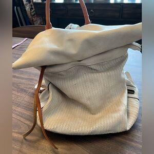 Cream faux leather backpack